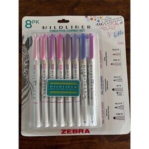 Mildliner 8-Pack Pastel Highlighter Set - Pink & Purple